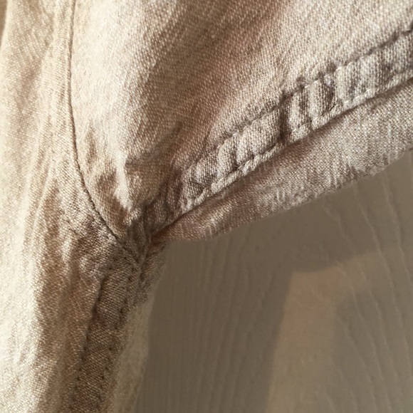 Men’s short sleeve tan big & tall linen rayon shirt - Picture 4 of 7